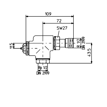 Oventrop E 1/2" Термовентиль осевой хром