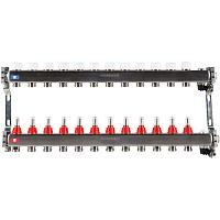 ROMMER Коллектор из нержавеющей стали с расходомерами, с клапаном вып. воздуха и сливом 12 вых.