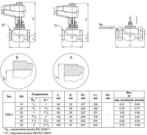 Danfoss VRB 2 DN15 (065Z0174) Клапан регулирующий с наружной резьбой Kvs-2,5 м3/ч